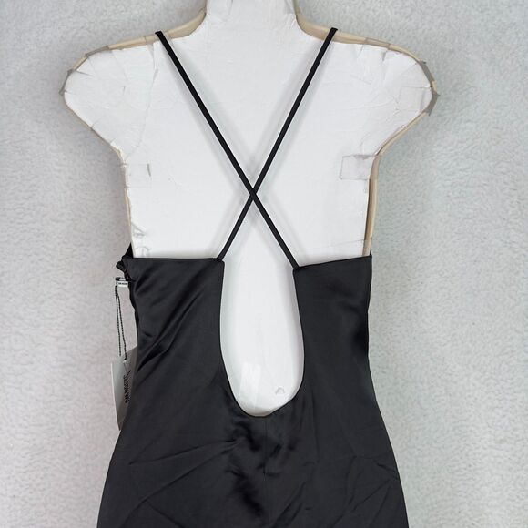 Jason Wu Black Satin Slip Dress L Midi Gown Cocktail Wedding Party Prom Glam NWT - Picture 13 of 14